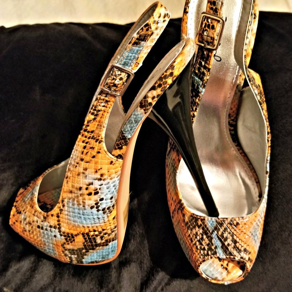 Multicolor Snake Print Stilettos Heels